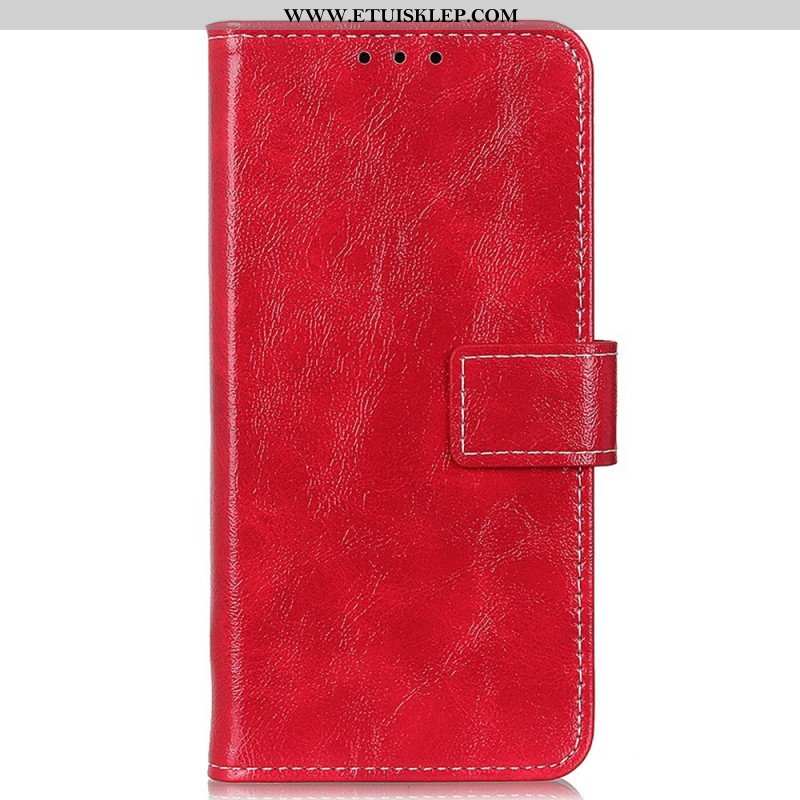 Etui Folio do Poco M4 5G Lakierowana Z Widocznymi Szwami